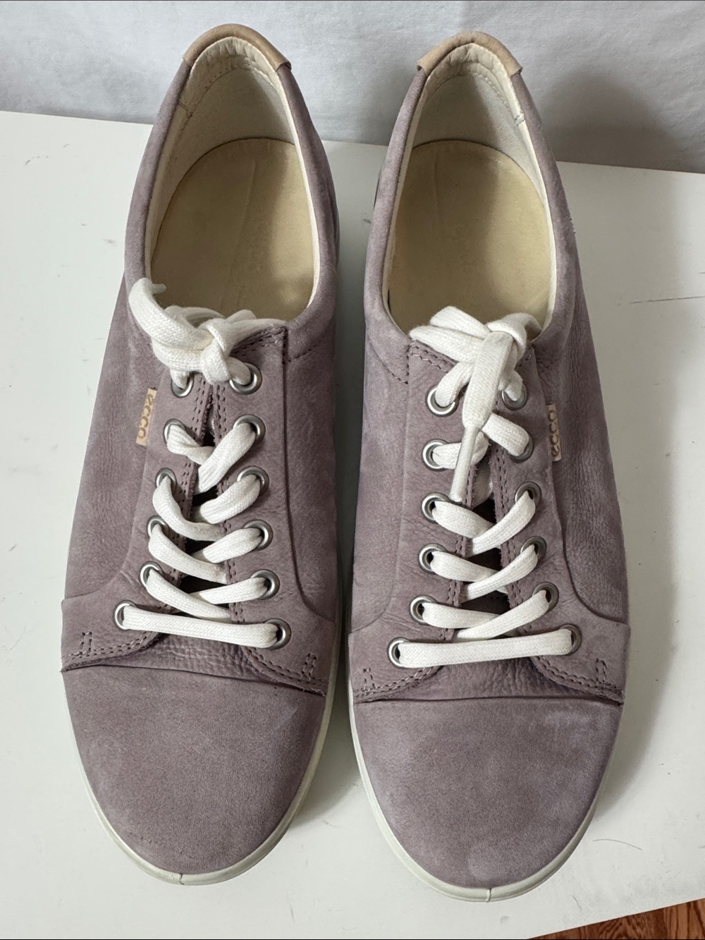 Ecco Women's Lavender Gray Suede Lace-Up Sneakers